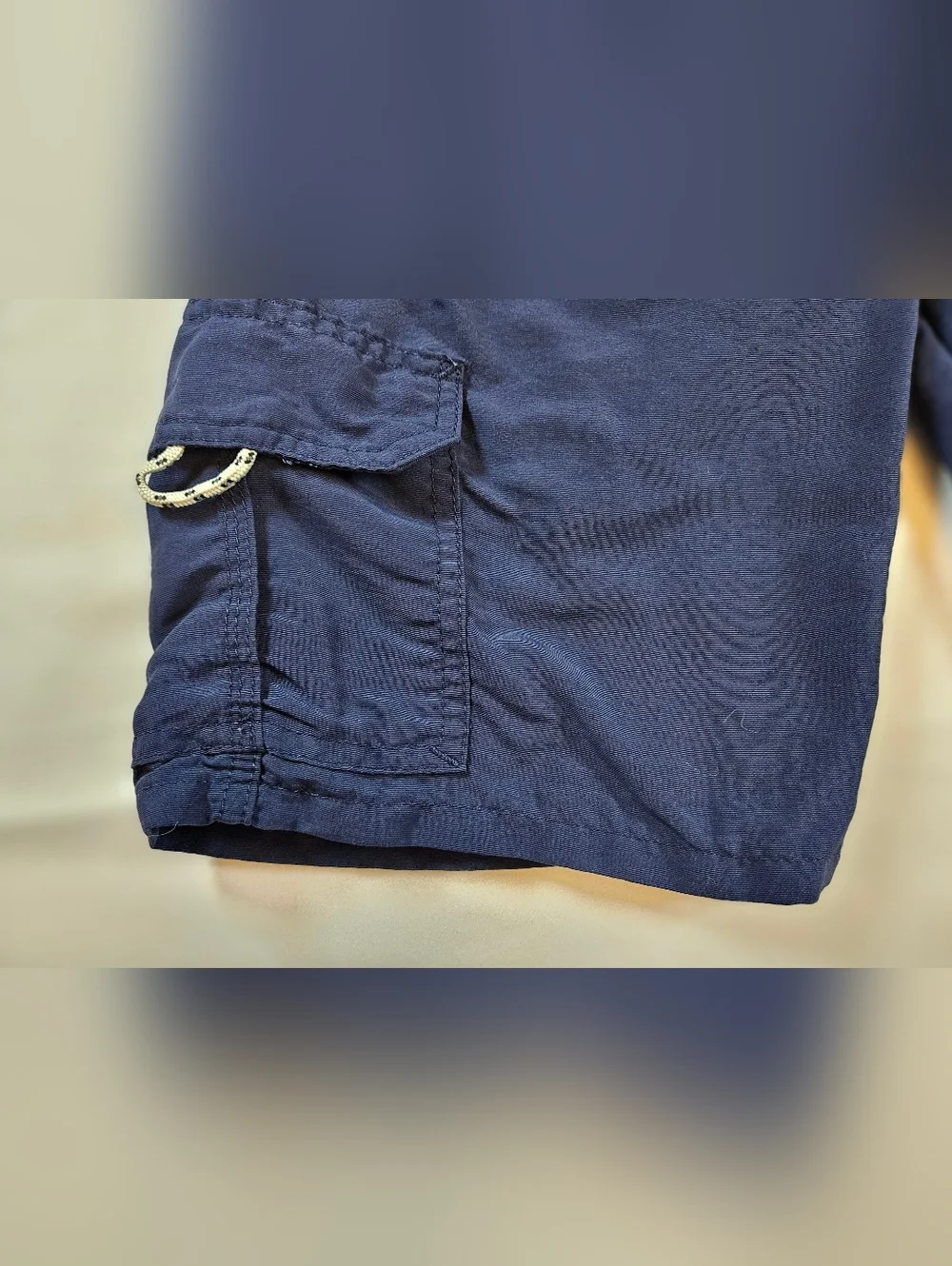 Unbranded Boys Blue Adjustable Waist Cargo Pocket Nylon Shorts Size 10 Husky